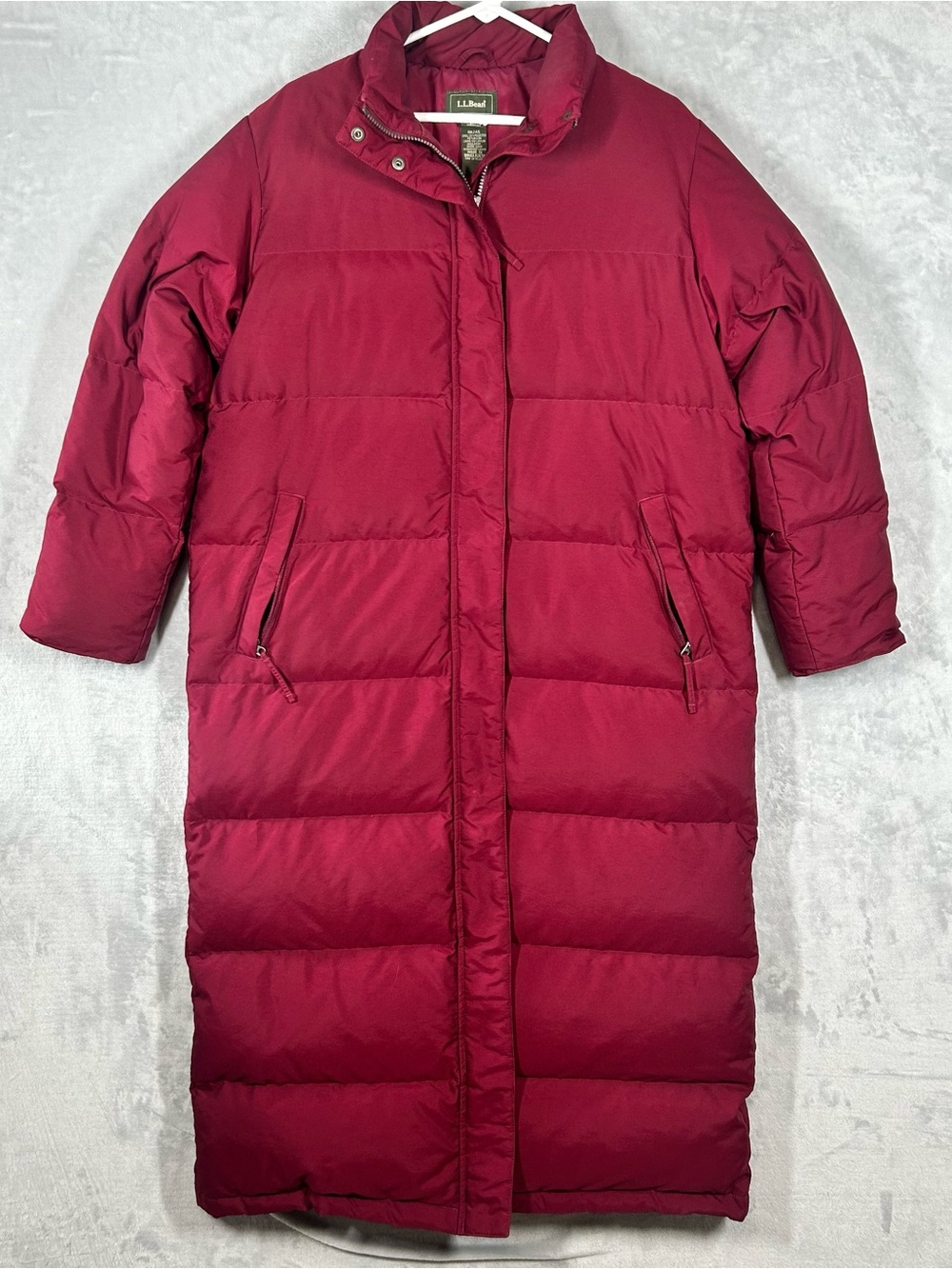 LL Bean Women’s Heavy Goose Down Quilted Parka Long Red Coat Jacket Medium